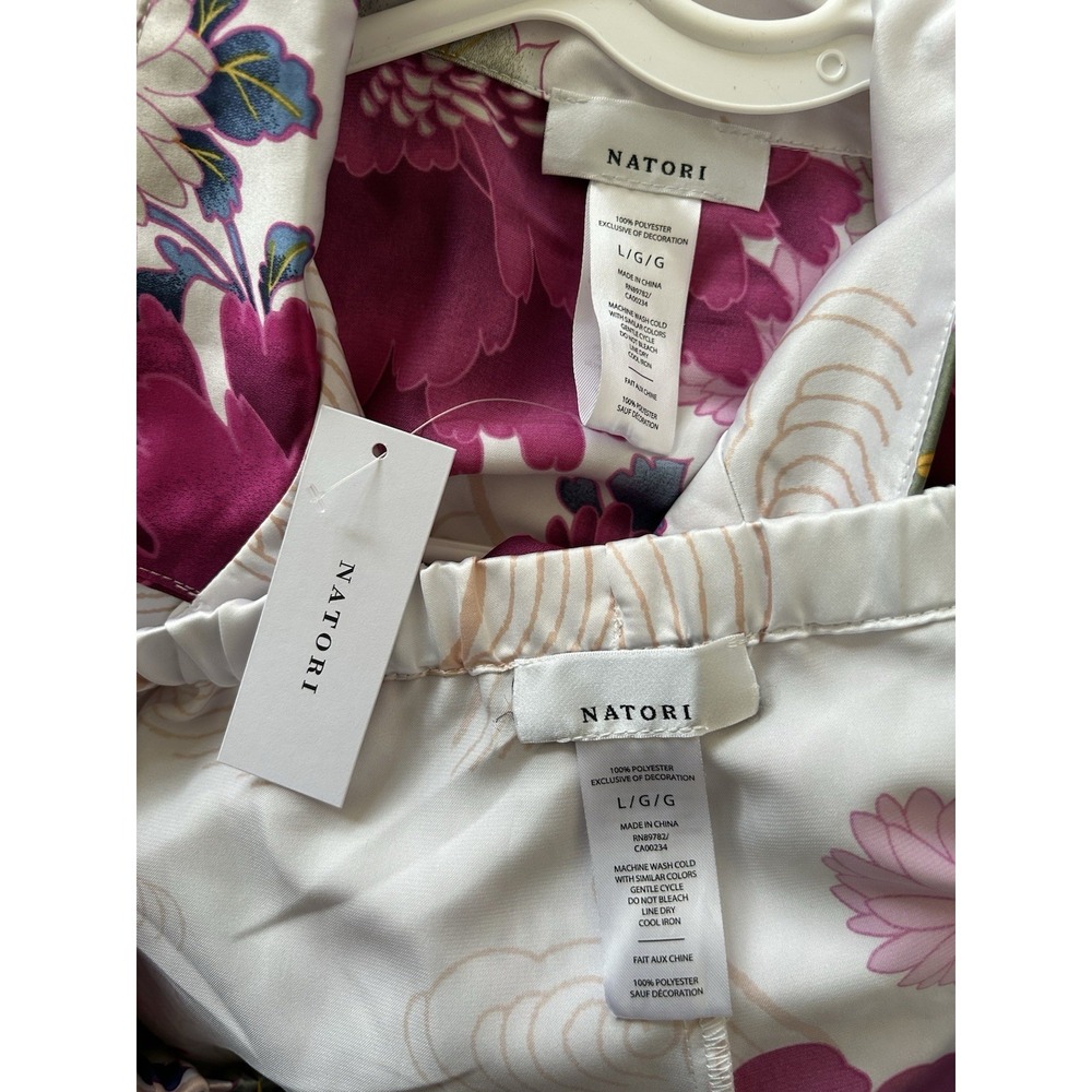 NWT Natori Peony Blossom Satin Pajama Set L Luxury Floral Coquette Sleepwear - Picture 8 of 8